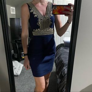 Lily Pulitzer dress, Navy blue and gold